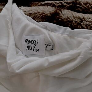 One Shoulder White Ribbed Mini Dress, XS Princess Polly